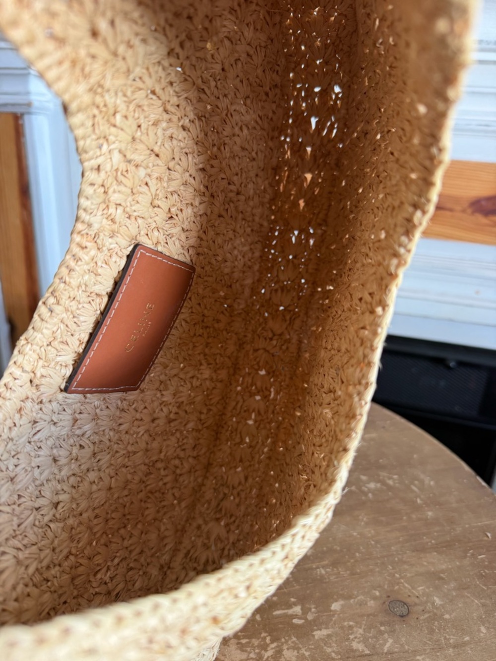 Celine Natural Woven Classic Panier Hobo Bag in raffia and calfskin - Picture 13 of 16